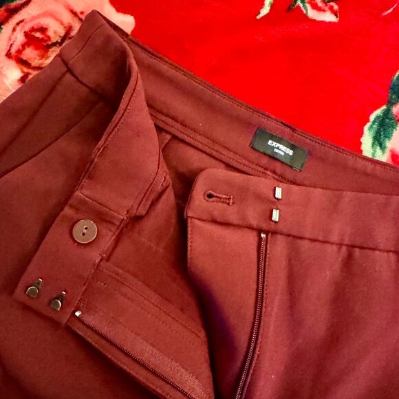 Express Women’s Editor Studio Stretch Twill Tailored Shorts Size 8 Wine Burgundy - Picture 12 of 14